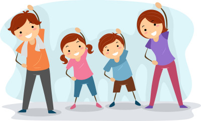 Illustration of a Family Exercising Together